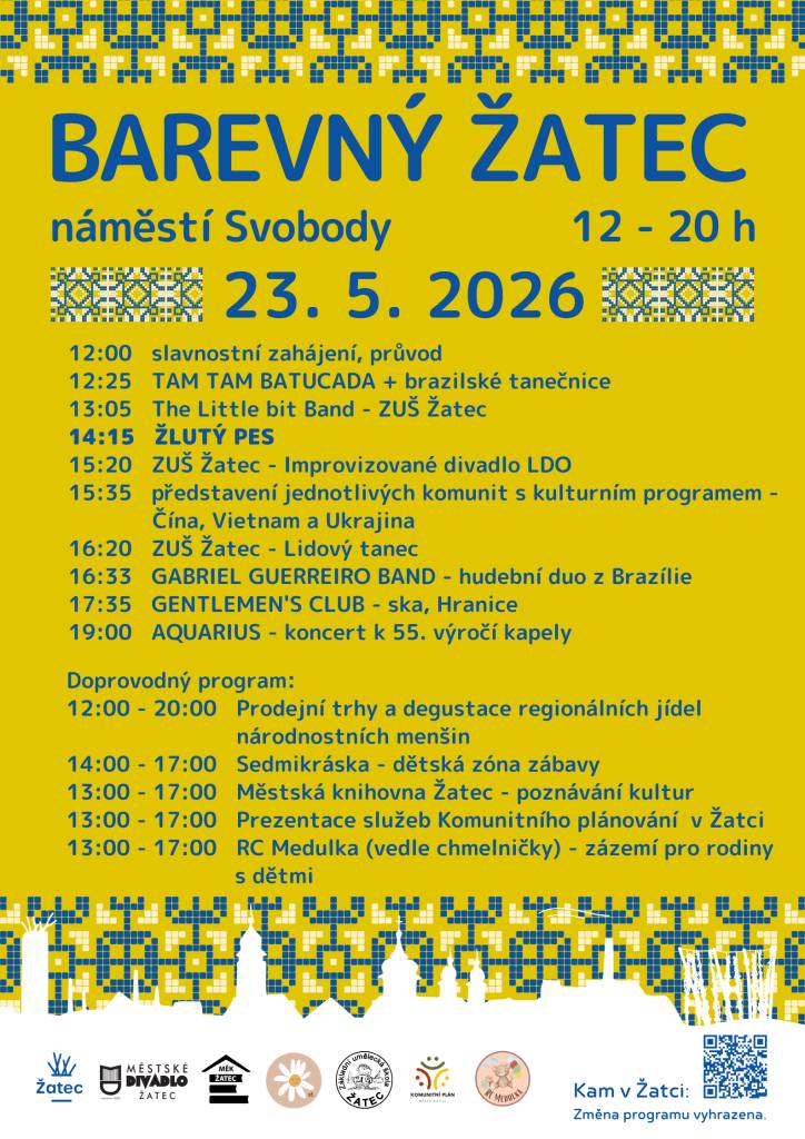 Představení gastronomie, kultury a zvyků různých národností, které trvale žijí v Žatci, zajistí v sobotu další ročník akce Barevný Žatec. Program začíná na náměstí Svobody ve 12 hodin a potrvá do večera.