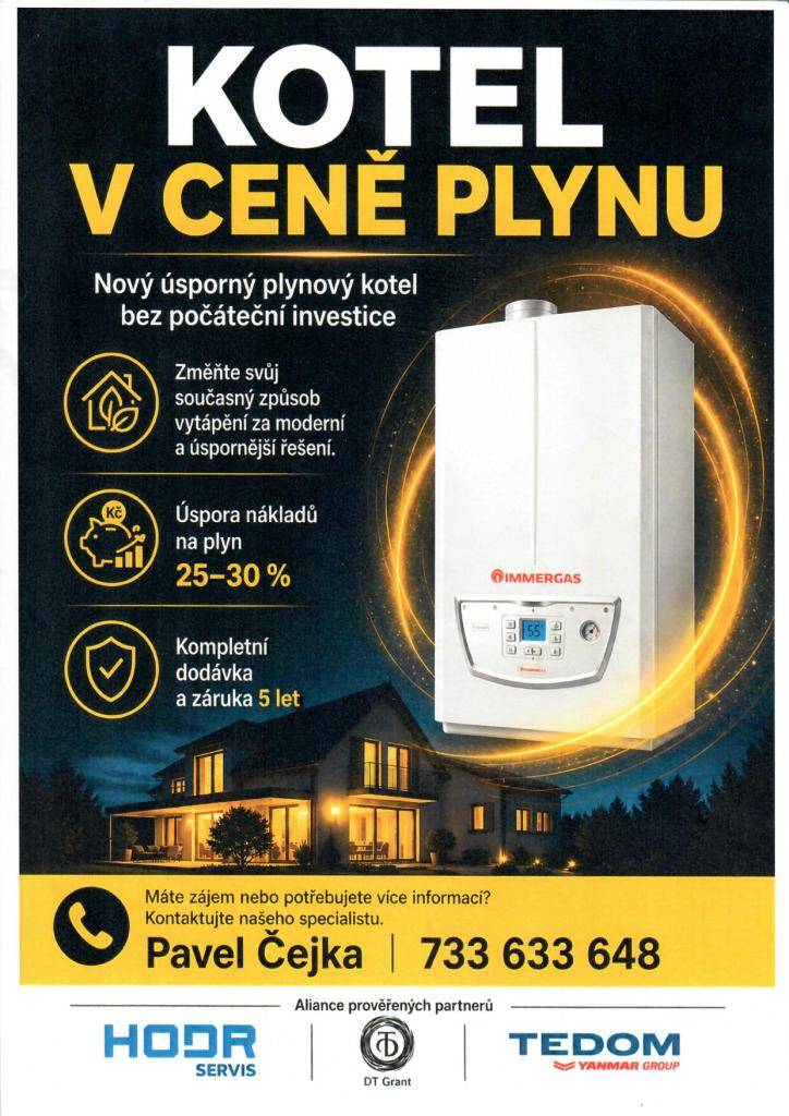 Nový úsporný plynový kotel bez počáteční investice