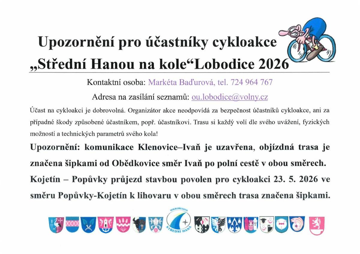 Upozornění pro účastníky