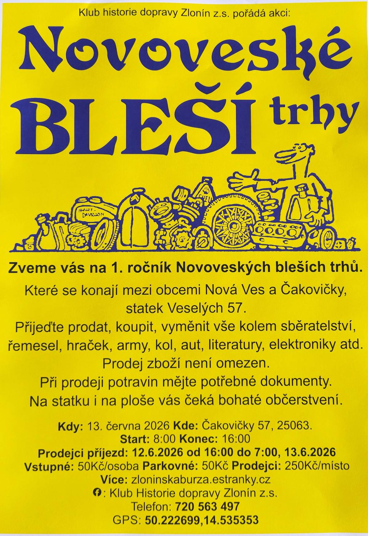 13. 6. 2026 od 8:00 do 16:00 se uskuteční Novoveské bleší trhy.