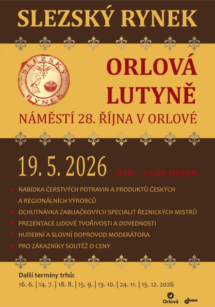 Spolek českých výrobců a zemědělců zve veřejnost na další Slezský rynek. Koná se v úterý 19. května. Stánky se otevřou v 8 hodin a prodej probíhá do 16 hodin. Přijďte si vybrat z nabídky čerstvých potravin a produktů regionálních výrobců, ochutnat zabijačkové speciality řeznických mistrů nebo si udělat radost poctivým rukodělný...