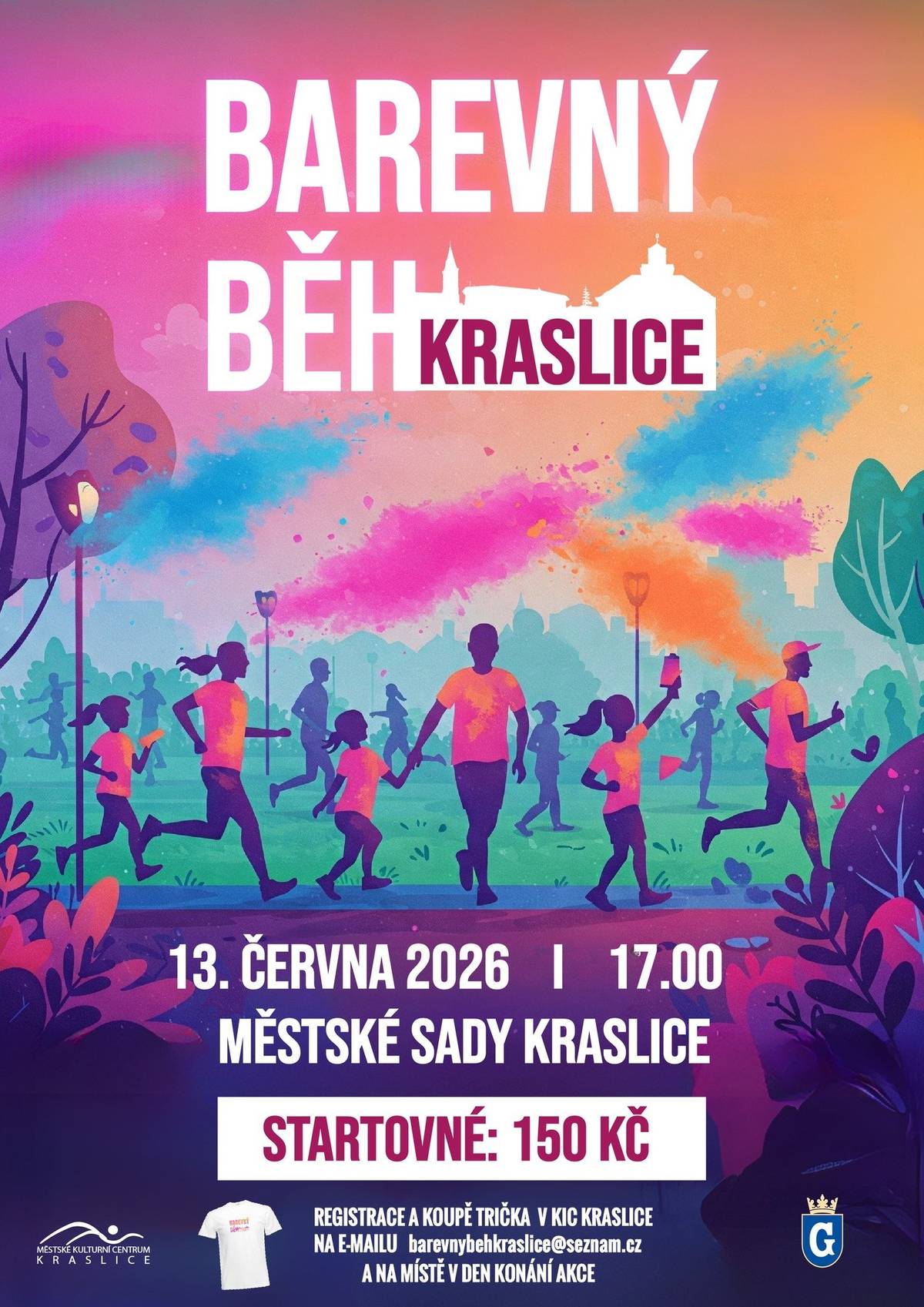 V sobotu 13. června se Městské sady v Kraslicích znovu promění v jedno velké moře barev! ✨ Čeká nás odpoledne plné radosti, smíchu a nezapomenutelné atmosféry. Barevný běh není o výkonech ani rekordech — jde o to si to užít, rozhýbat se a pobavit se společně s ostatními! 💛  💸 REGISTRACE (150 Kč) Start je možný pouze s registrací. Každý účastník získá: ✔️ startovací balíček ✔️ 2 barevné prášky ✔️ originální startovní číslo 📩 Registrovat se můžete: 👉 e-mailem: barevnybehkraslice@seznam.cz 👉 osobně v KIC Kraslice 👉 nebo přímo na místě v den akce 👕 BÍLÁ TRIČKA (199 Kč) Budou k dispozici tematická trička s logem závodu, na kterých barvy krásně vyniknou! 🎉    💳 PLATBA PŘEVODEM Číslo účtu: 19-8352700277/0100 Variabilní symbol: 13062026 📌 Do poznámky uveďte jméno, příjmení a účel platby     🔥 Neváhejte s registrací! Minulý rok byla atmosféra naprosto skvělá a letos to bude ještě větší zážitek. Těšíme se na vás! 🌈✨