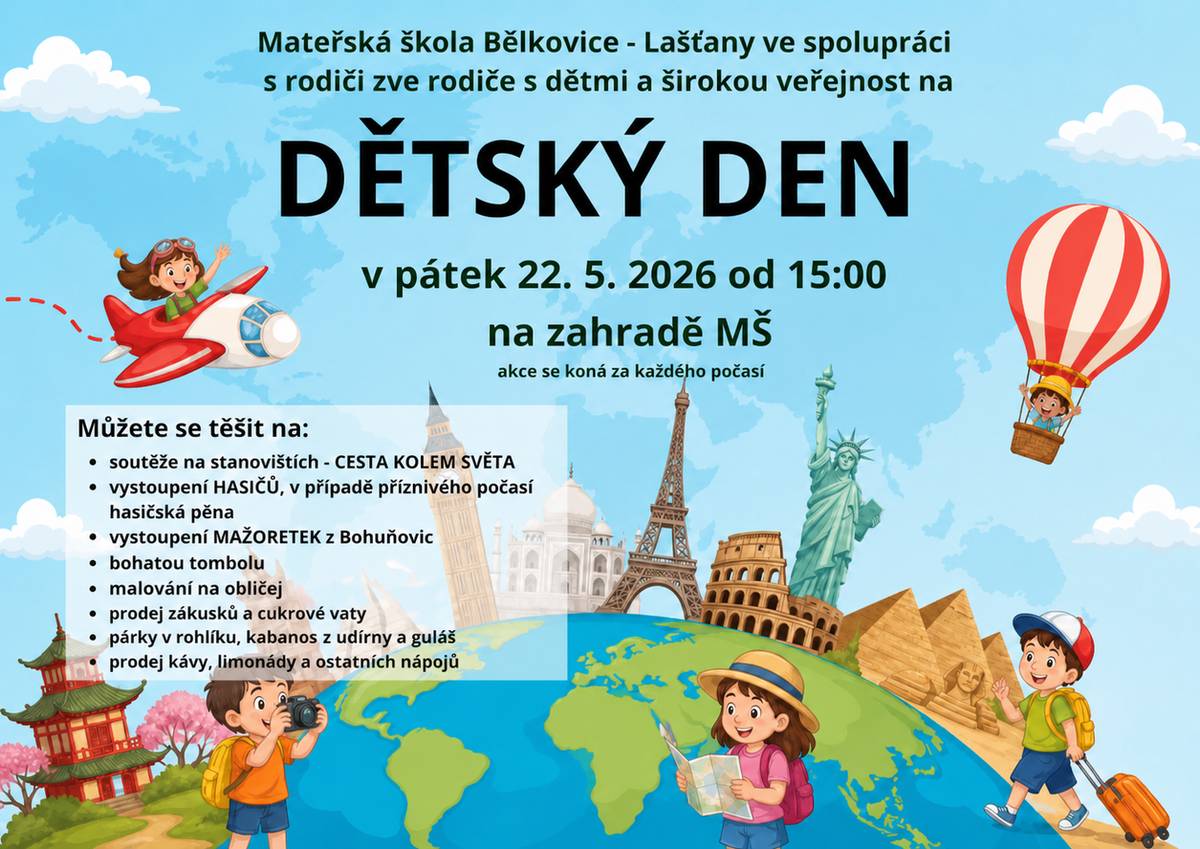 Vážení rodiče, vezměte děti za ruce a přijďte na dětský den pěšky.