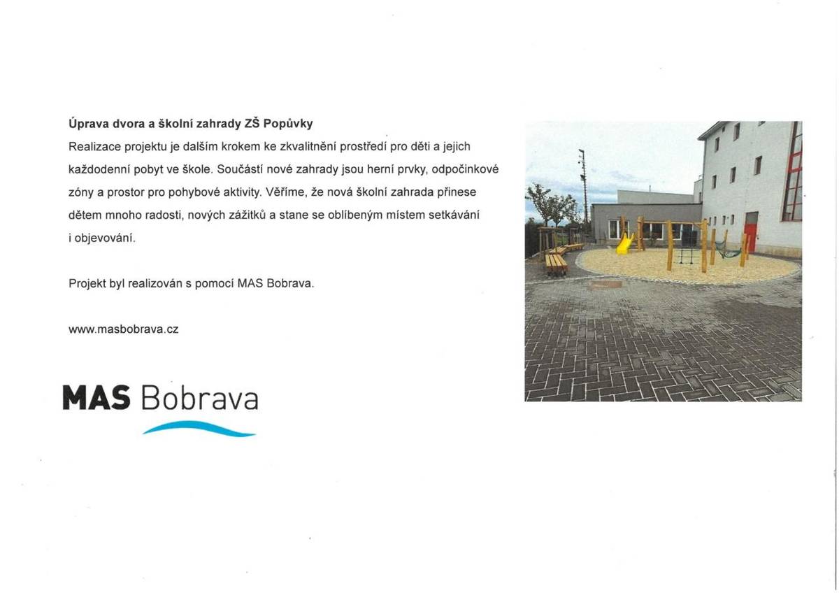 Úprava dvora a školní zahrady ZŠ Popůvky