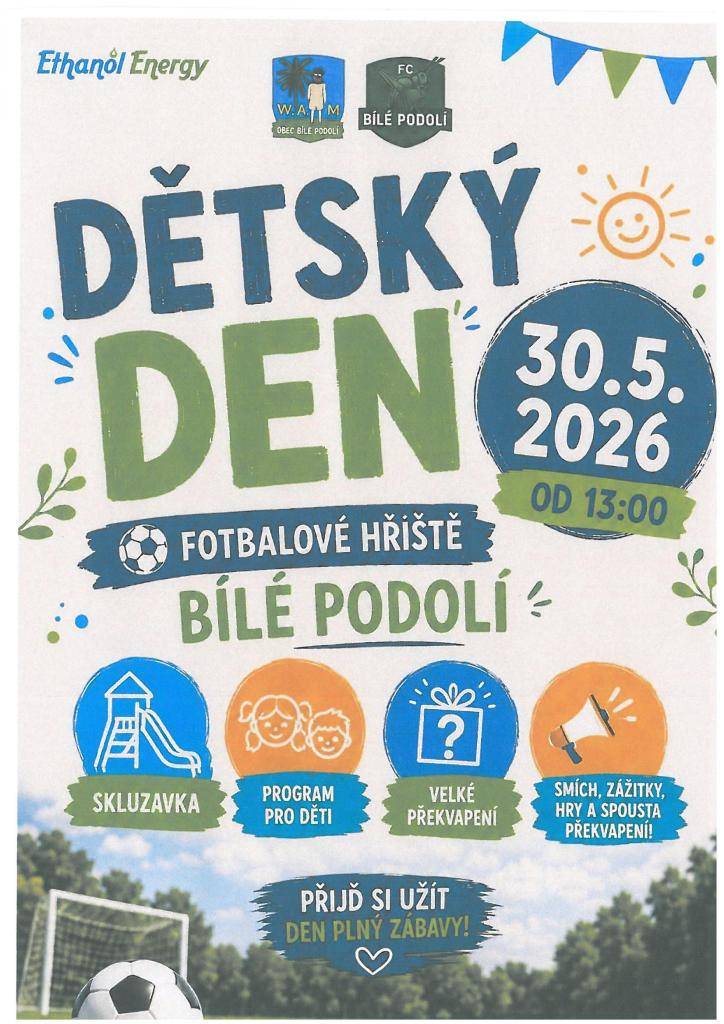 Dětský den v Bílém Podolí 30.5.2026