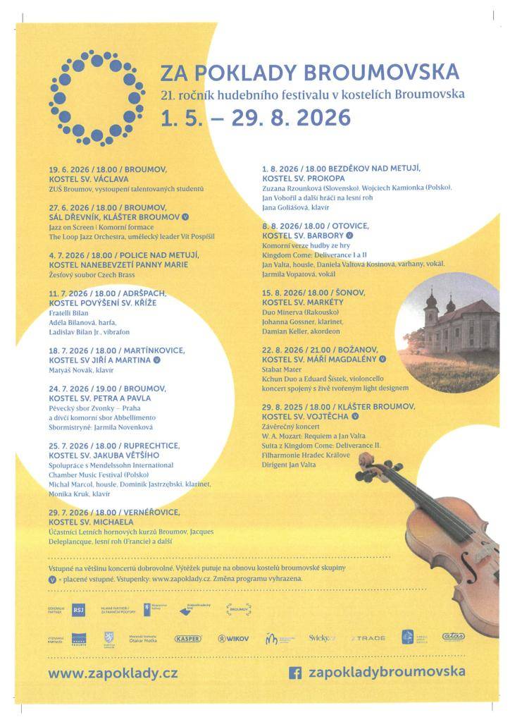 21. ročník hudebního festivalu v kostelích Broumovska