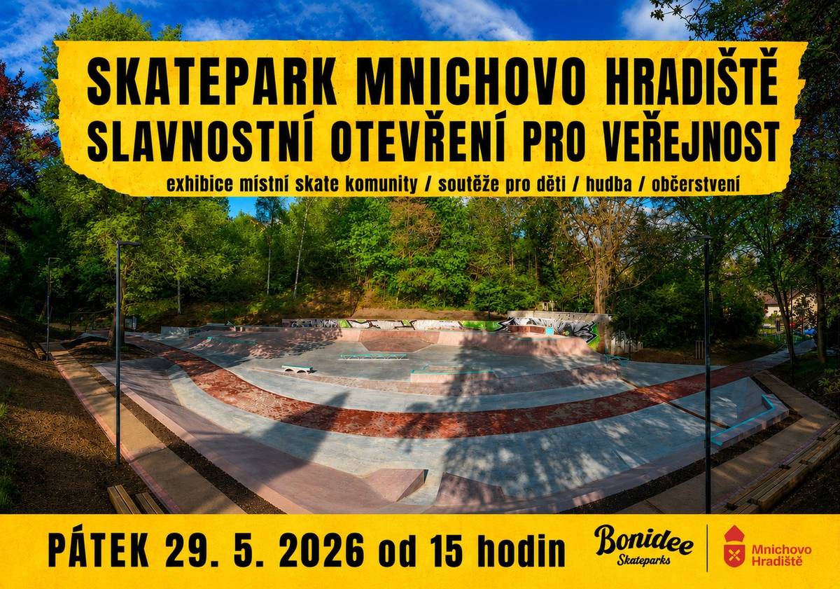 Ve spolupráci s místní skateboardingovou komunitou připravujeme na příští pátek 29. května 2026 oficiální otevření nového celobetonového skateparku. Akce začne úderem 15. hodiny. Vyjde-li počasí, čeká nás příjemné neformální odpoledne. Nový moderní areál nejprve představíme, jeho využití budou demonstrovat místní skejťáci v rámci exhibice a ke slovu se dostanou také děti, které budou mít možnost vyzkoušet si jízdu na prkně pod dohledem zkušených jezdců. K tomu bude hrát hudba, k dispozici bude občerstvení. Vezměte děti (ideálně vybavené ochrannými pomůckami) a přijďte vyzkoušet nové sportoviště. Skatepark je otevřený všem příznivcům kolečkových sportů, tedy nejen skejťákům, ale také koloběžkářům nebo jezdcům na BMX.