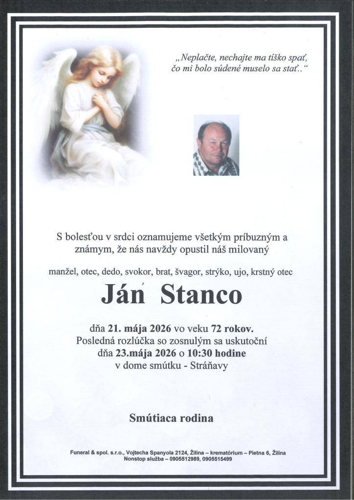 Oznámenie o poslednej rozlúčke