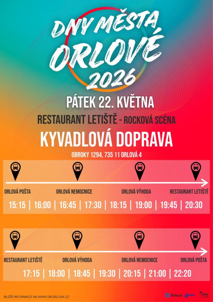 Už dnes v pátek 22. května se můžete těšit na první den bohatého programu na náměstí i na rockové scéně na letišti. Čeká vás hudba, koncerty, doprovodný program i večerní after party. Pro návštěvníky, kteří se chystají na letištní stage, je zajištěna kyvadlová doprava mezi centrem města a letištěm. Autobus bude jezdit přes vybr...