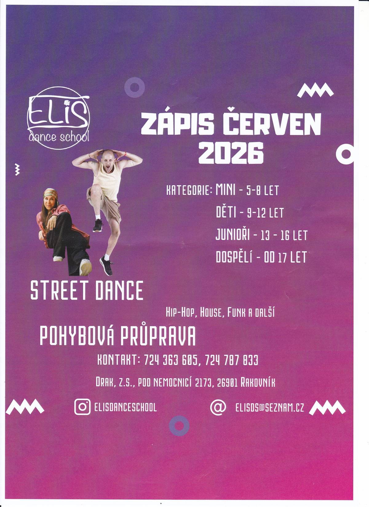 Elis dance school - zápis červe