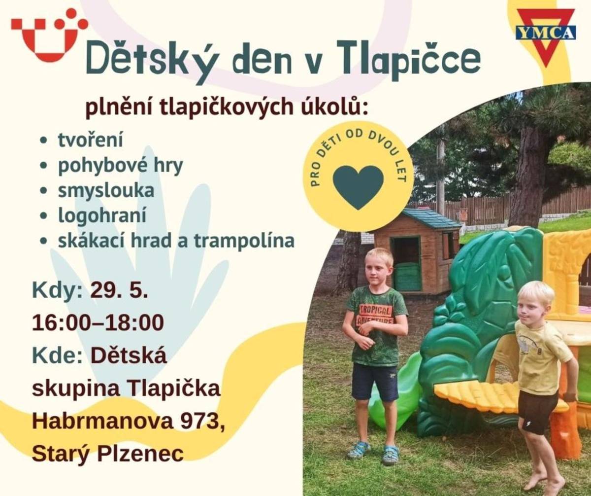 Plnění tlapičkových úkolů: tvoření, pohybové hry, smyslouka, logohraní, skákací hrad a trampolína.