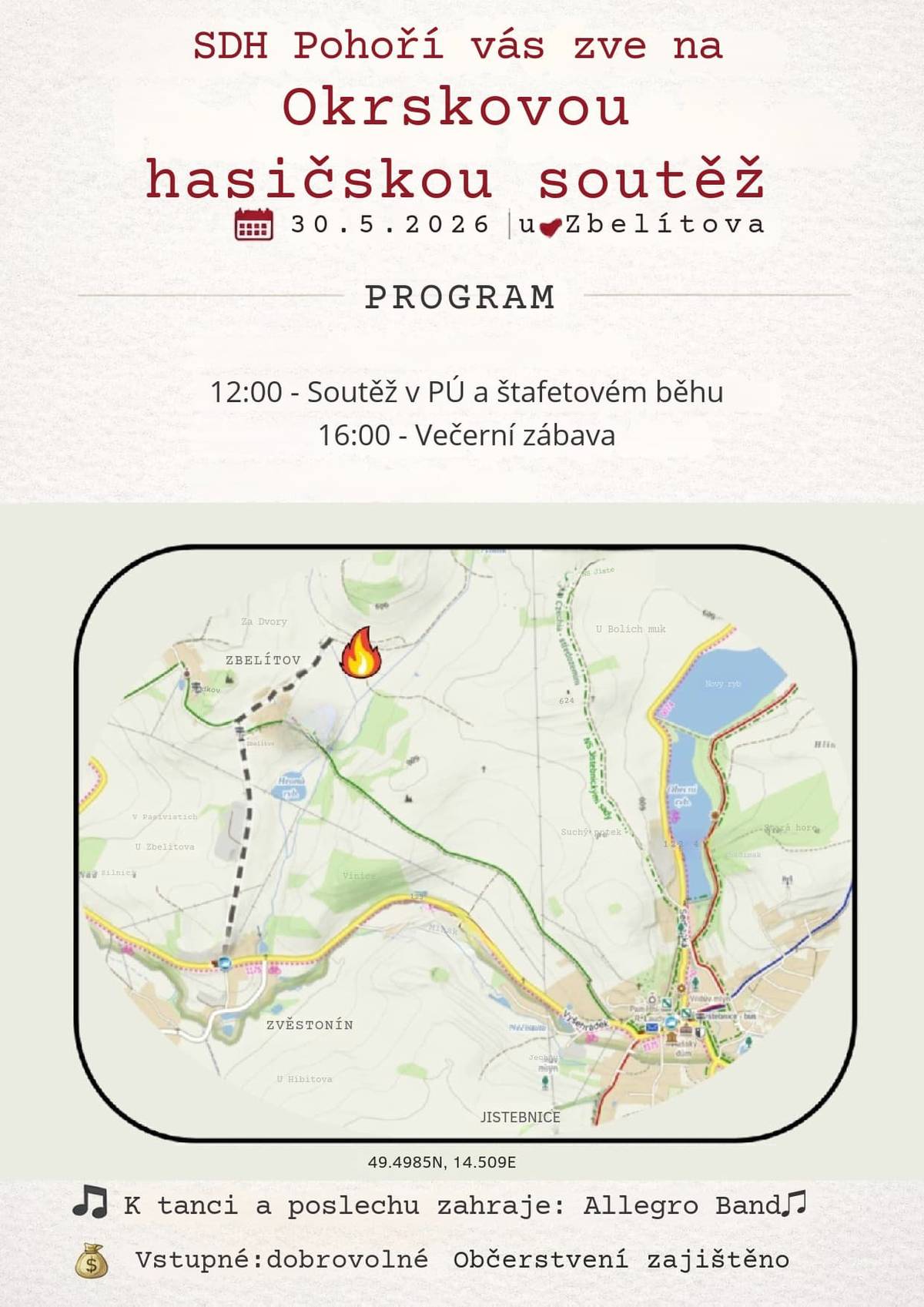 30. května 2026 od 12:00 hod. - u Zbelítova