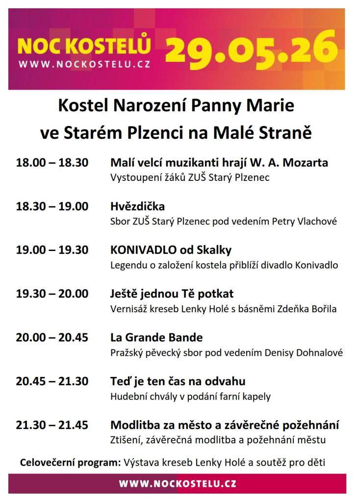 Tradiční Noc kostelů ve farním kostele ve Starém Plzenci na Malé Straně