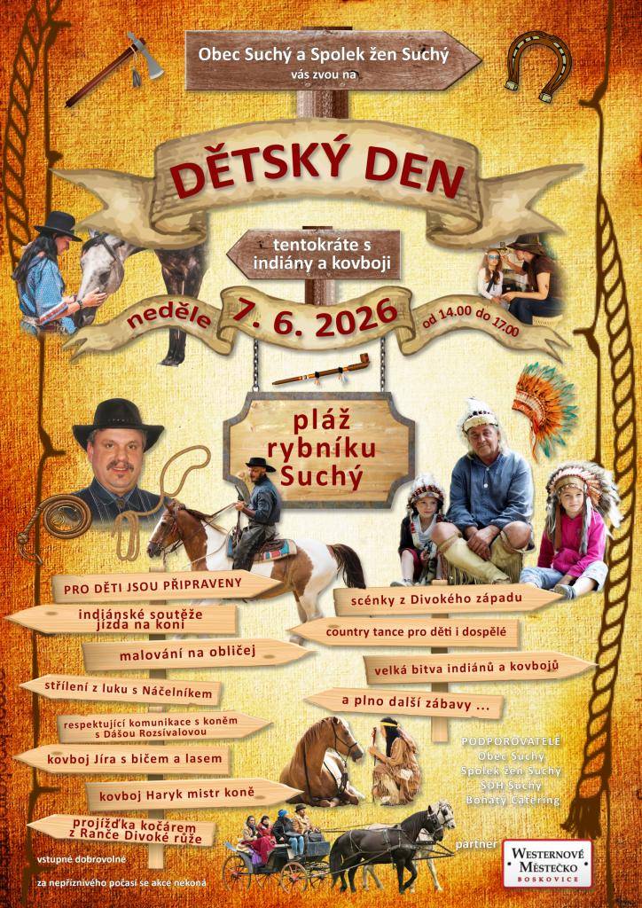 Obec Suchý a spolek žen Suchý vás zvou na Dětský den v neděli 7.6.2026
