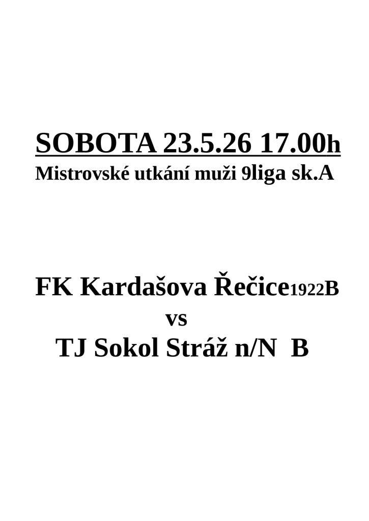 Fotbalový zápas - 23. května 2026