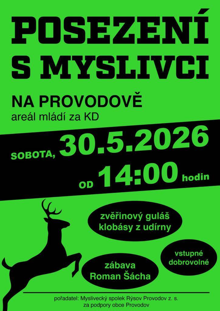 Myslivci zvou na zvěřinový guláš s posezením u harmoniky