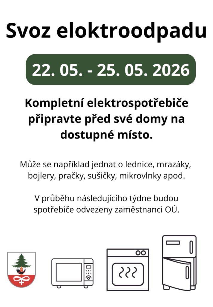 Kompletní elektrospotřebiče připravte před své domy na dostupné místo.