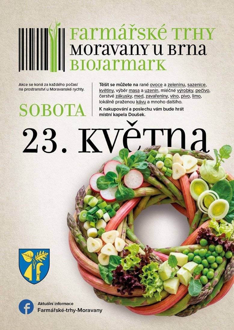Přijďte nasát atmosféru  již 16. ročníku farmářských trhů v Moravanech a nakoupit poctivé farmářské produkty!