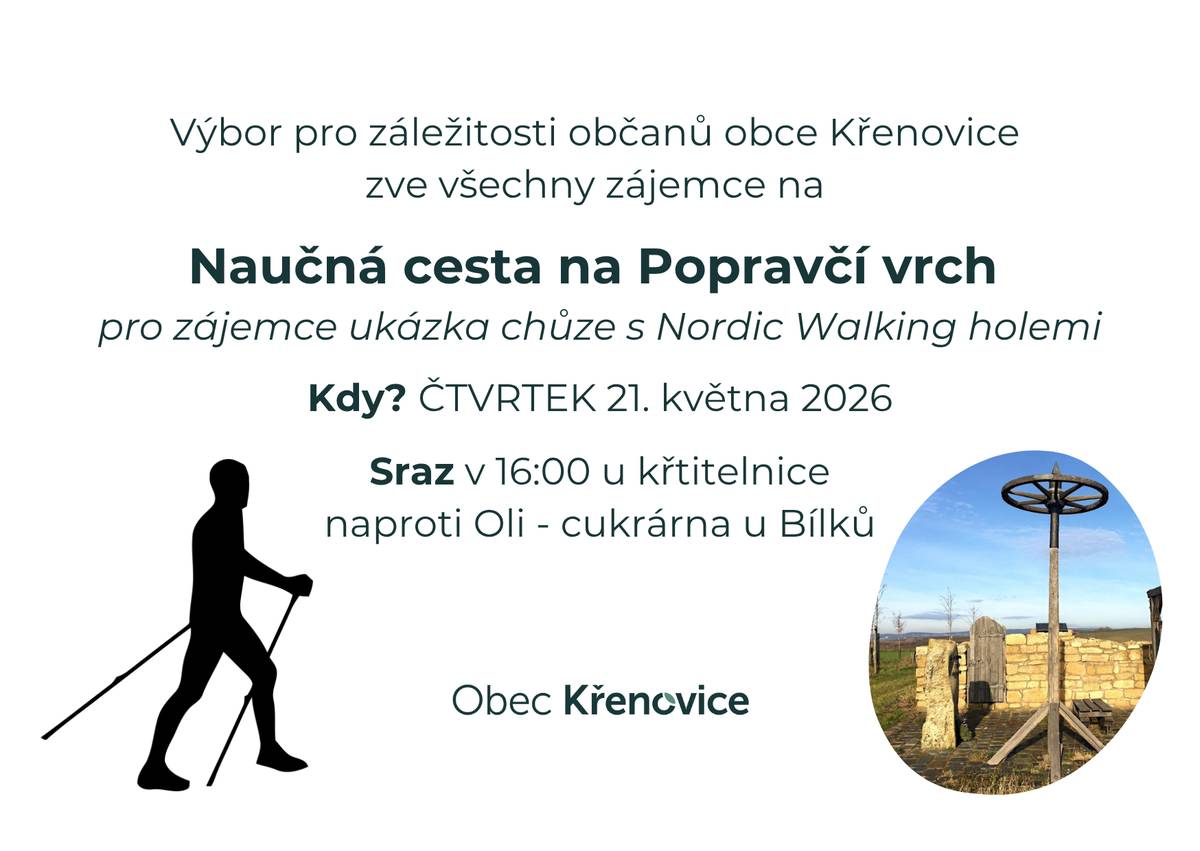 Naučná cesta s praktickou ukázkou chůze NORDIC WALKING (severská chůze se speciálními holemi).