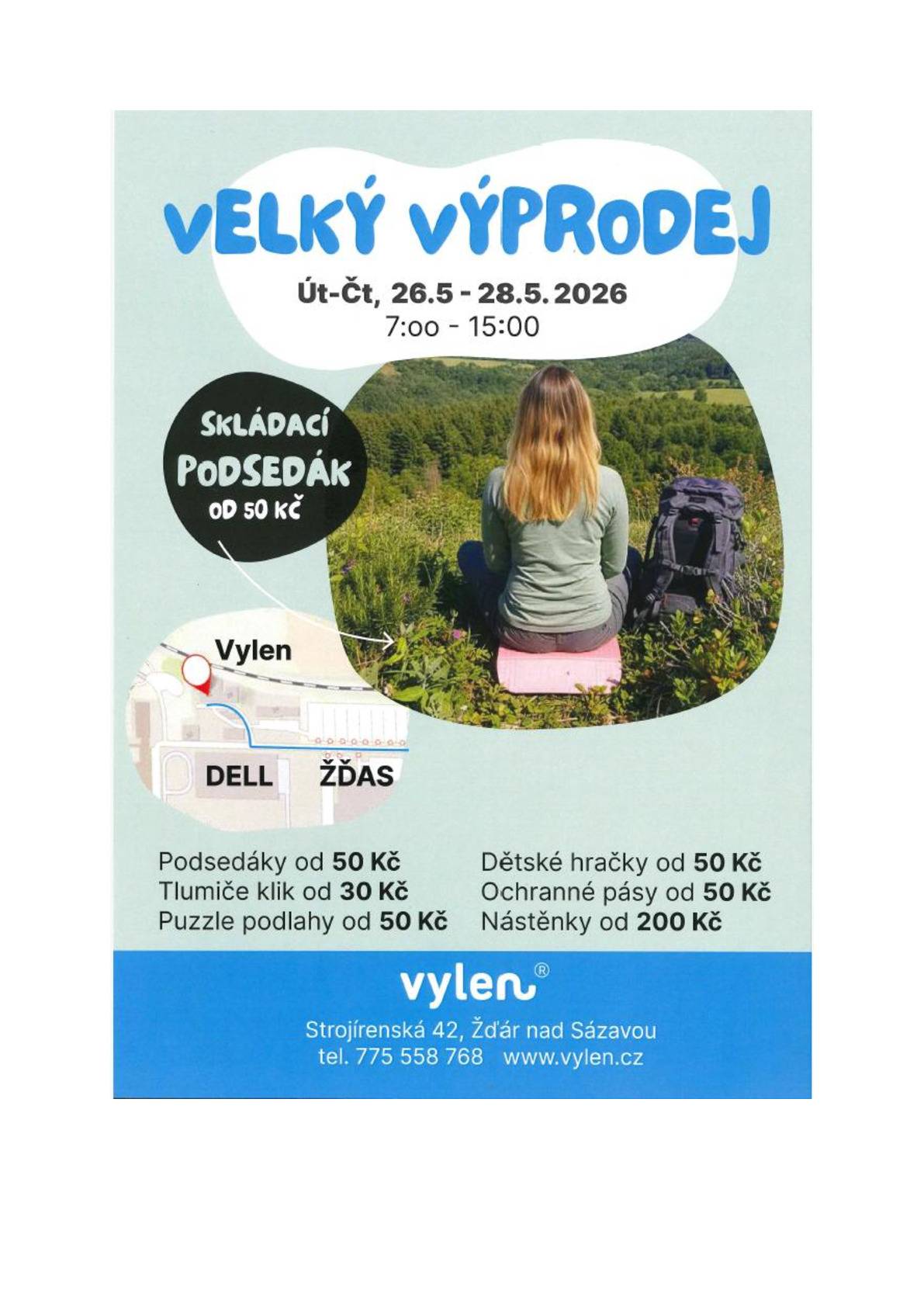 VYLEN – velký výprodej 26.–28. 5. 2026, 7–15 h, Žďár nad Sázavou (Strojírenská 42)