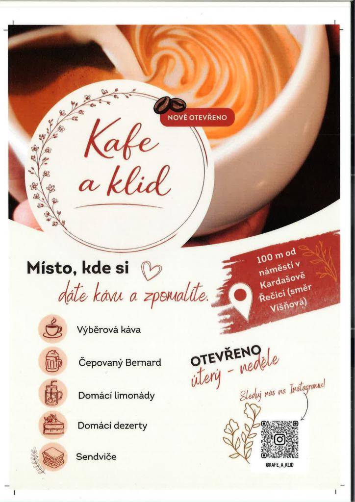 KAFE A KLID - místo, kde si dáte kávu a zpomalíte - úterý 2. června 2026 od 10:00 hodi
