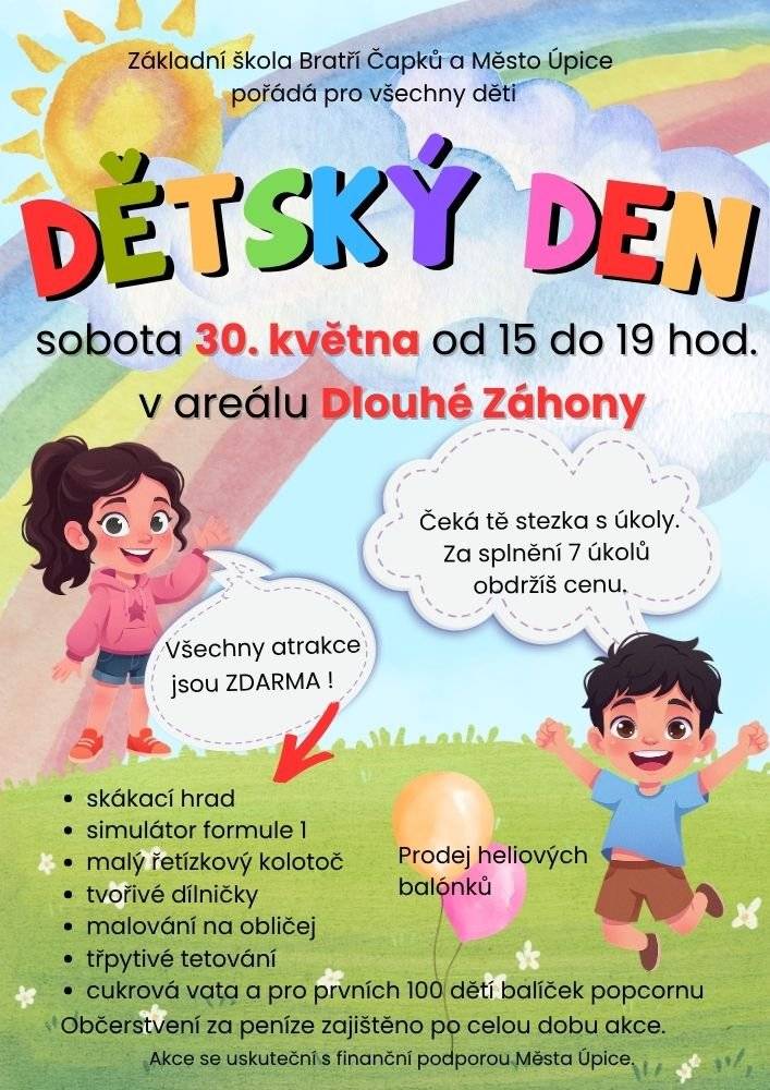 30. 5. 2026 od 15 do 19 hodin Vás srdečně zveme! https://zsbcupice.cz/akce/detsky-den-2/