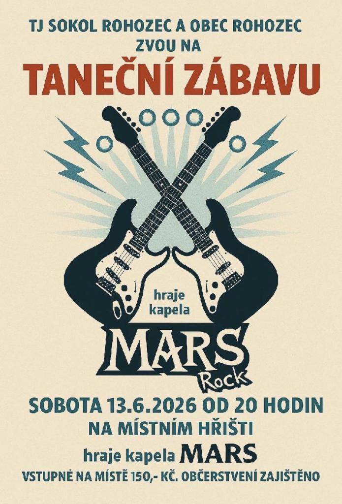 Zveme Vás na taneční zábavu dne 13.6.2026