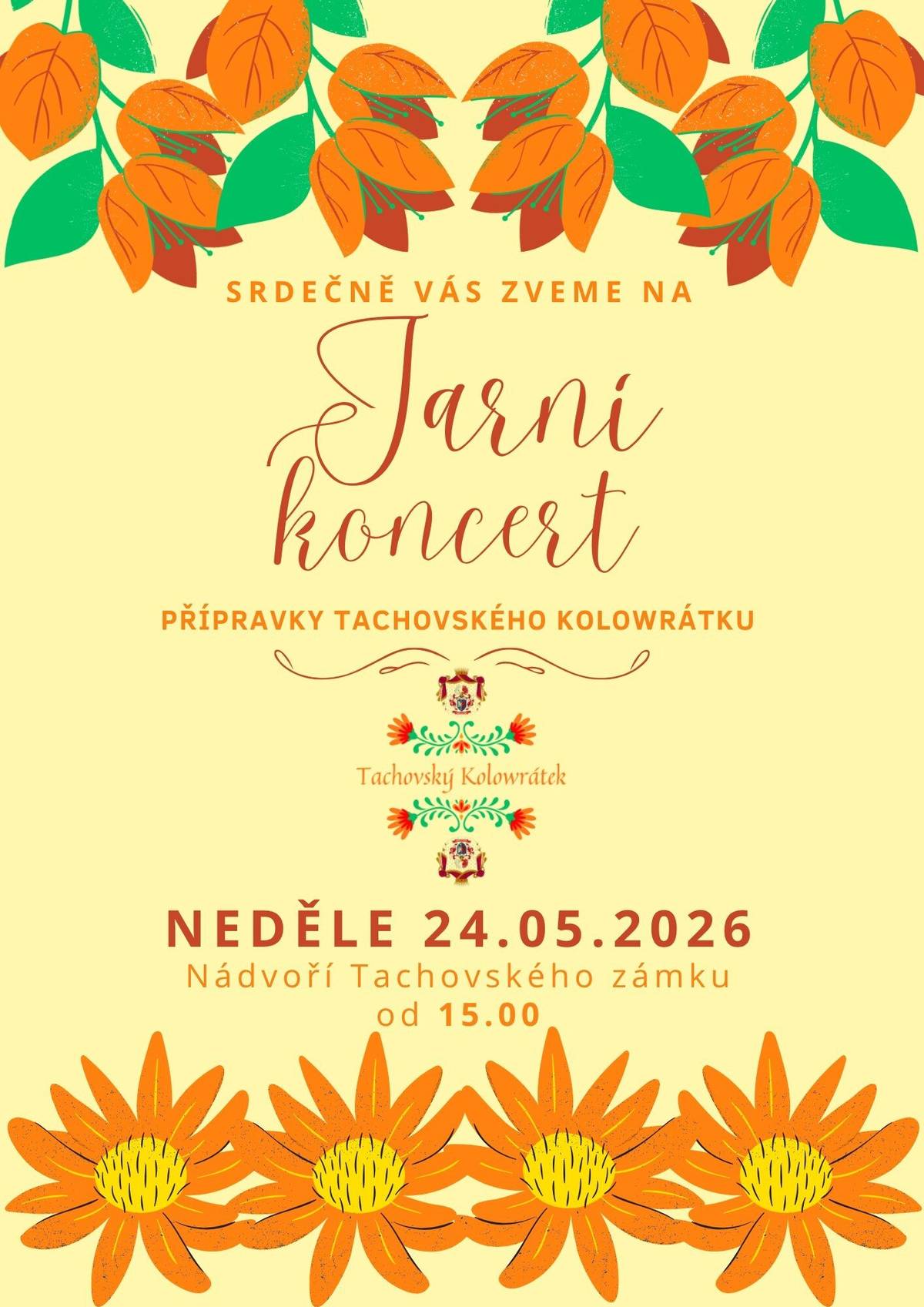 Koncert, Tachovský zámek, Rokycanova 1, 34701 Tachov, neděle 24. 5. 2026 od 15.00. Přípravky Tachovského Kolowrátku
