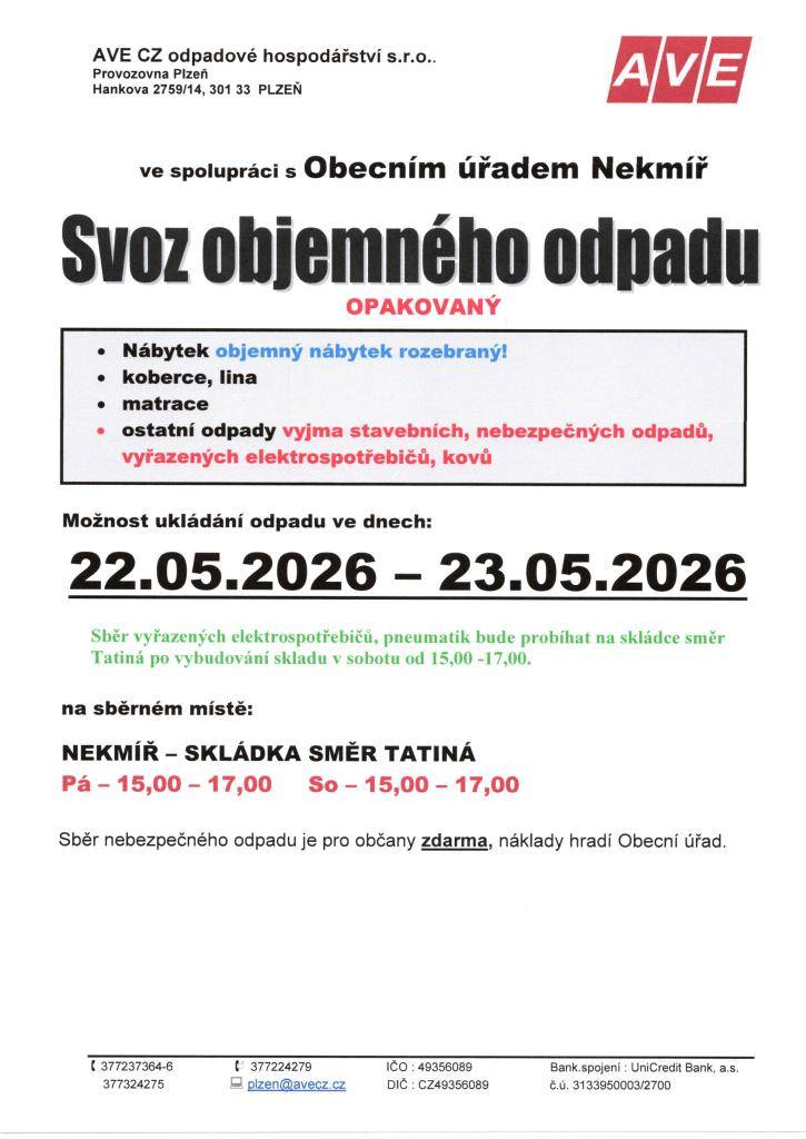 Pátek 15,00 - 17,00  Sobota 15,00 - 17,00