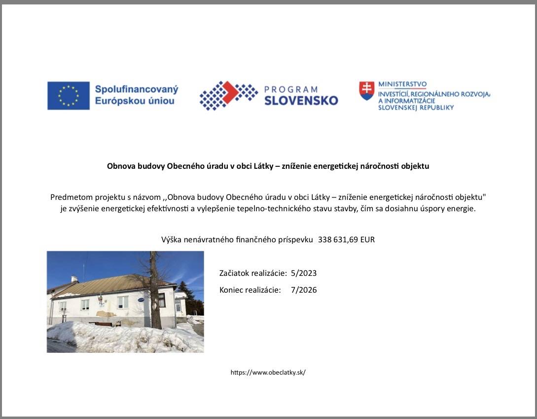 Obnova budovy Obecného úradu v obci Látky