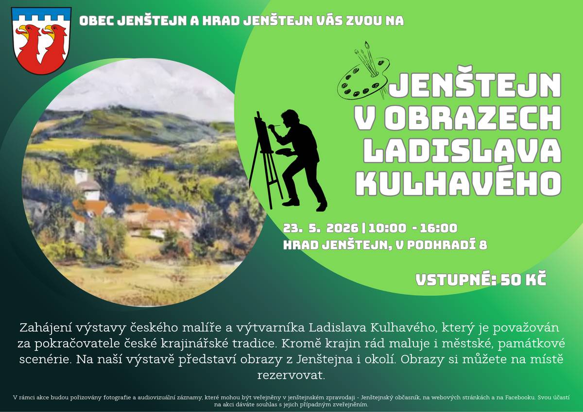 Srdečně vás zveme na jedinečnou výstavu obrazů Ladislava Kulhavého, uznávaného českého malíře, který navazuje na tradici české krajinomalby. Jeho tvorba zachycuje nejen krásu krajiny, ale i atmosféru měst a historických míst s citem pro detail a náladu okamžiku. Přijďte se podívat na obrazy inspirované Jenštejnem a jeho okolím – a třeba si i jeden z nich odnést domů. 📅 Kdy: 23. 5. 2026 | 10:00–16:00 📍 Kde: Hrad Jenštejn, V Podhradí 8 Vstupné: 50 Kč Těšíme se na vás!
