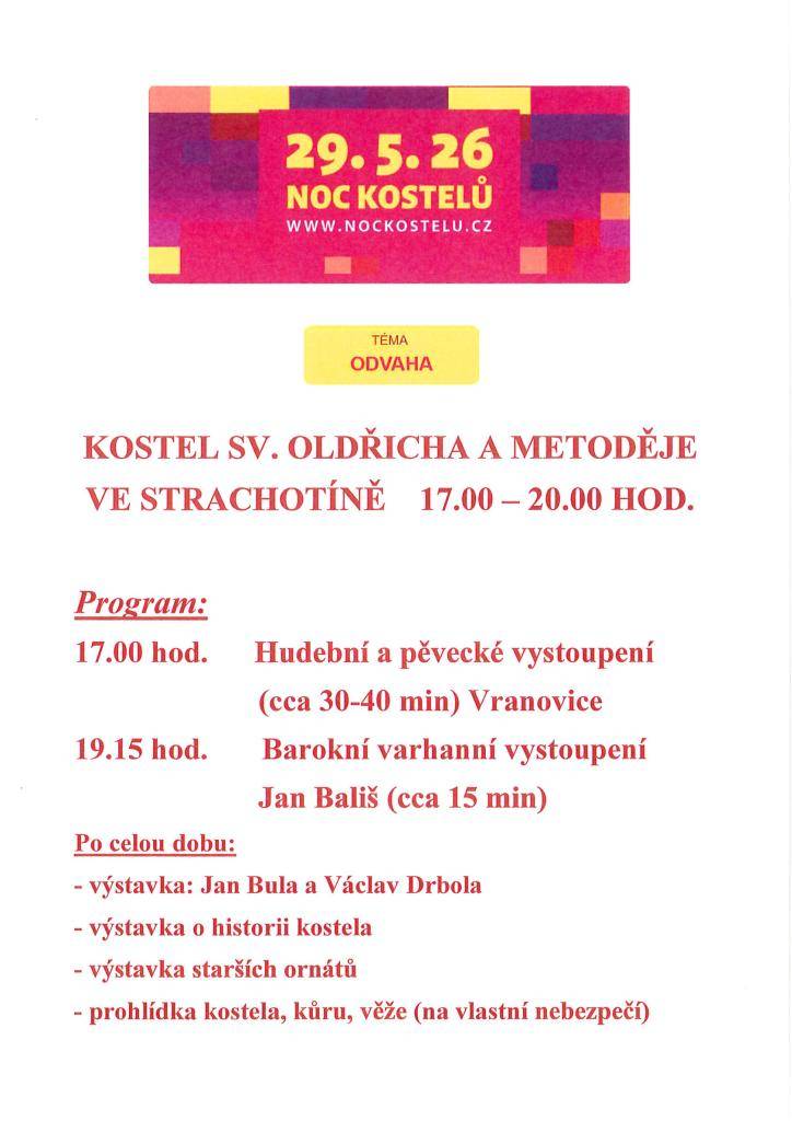 Noc kostelů, Strachotín 29.5.2026