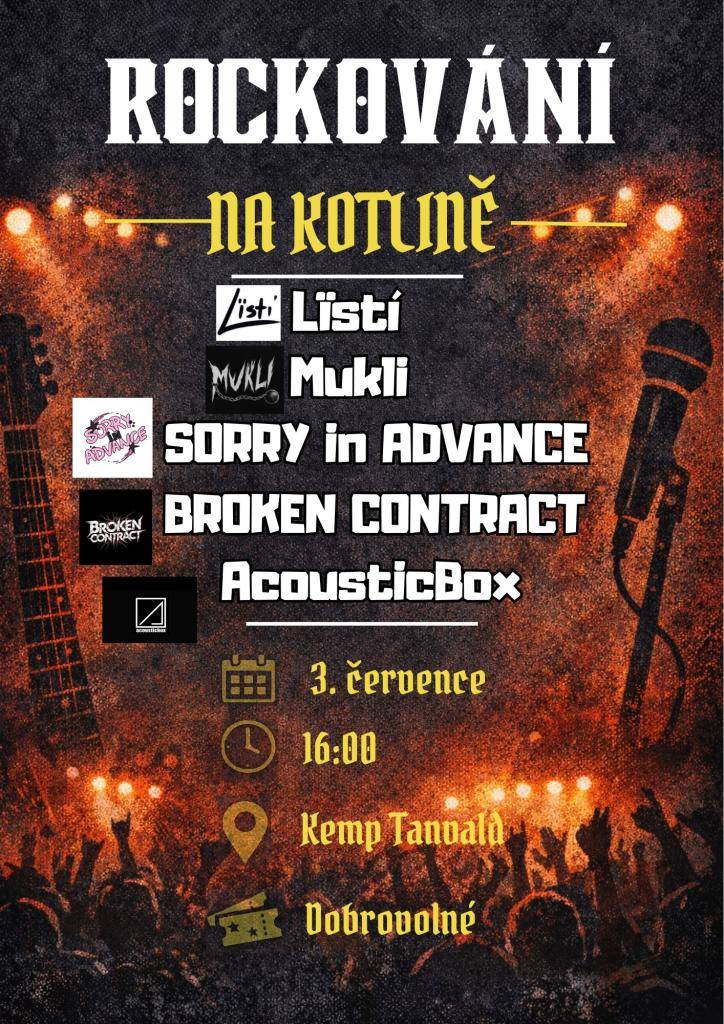 Prázdniny v Tanvaldu startují poctivou dávkou živé muziky! Přijďte v pátek 3. července do kempu na Tanvaldské kotlině podpořit pět mladých kapel, co do toho jdou naplno.