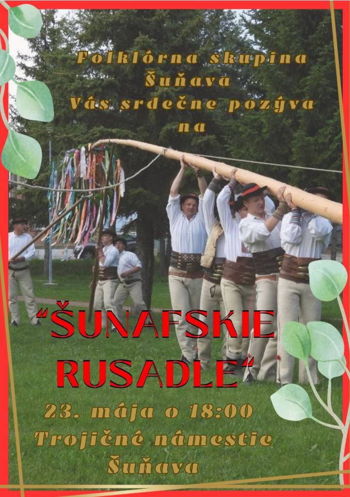 Pozývame Vás na tradičné stavanie mája v podaní OZ Šumiháj 23. 05. 2026 od 18:00 na Trojičnom námestí. Tešíme sa na Vás.