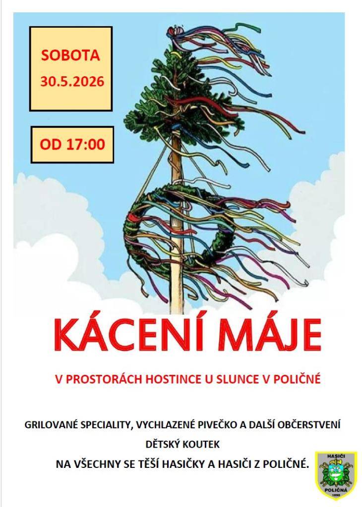 30. 5. 2026 od 17:00 v prostorách Hostince U Slunce se na Vás bude těšit kolektiv hasičů u grilovaných specialit a dalšího občerstvení.