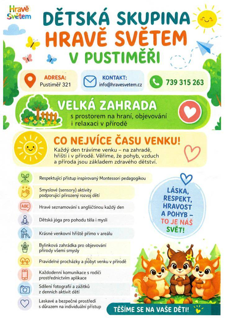 Dětská skupina - HRAVĚ SVĚTEM V PUSTIMĚŘI