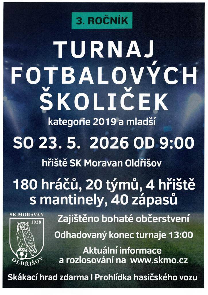 hřiště SK Moravan  23.5.2026 od 9.00 hod.