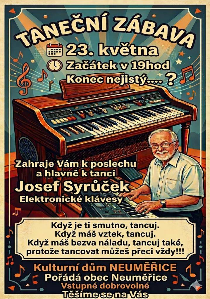 Kulturní dům Neuměřice pořádá dne 23.5.2026 taneční zábavu