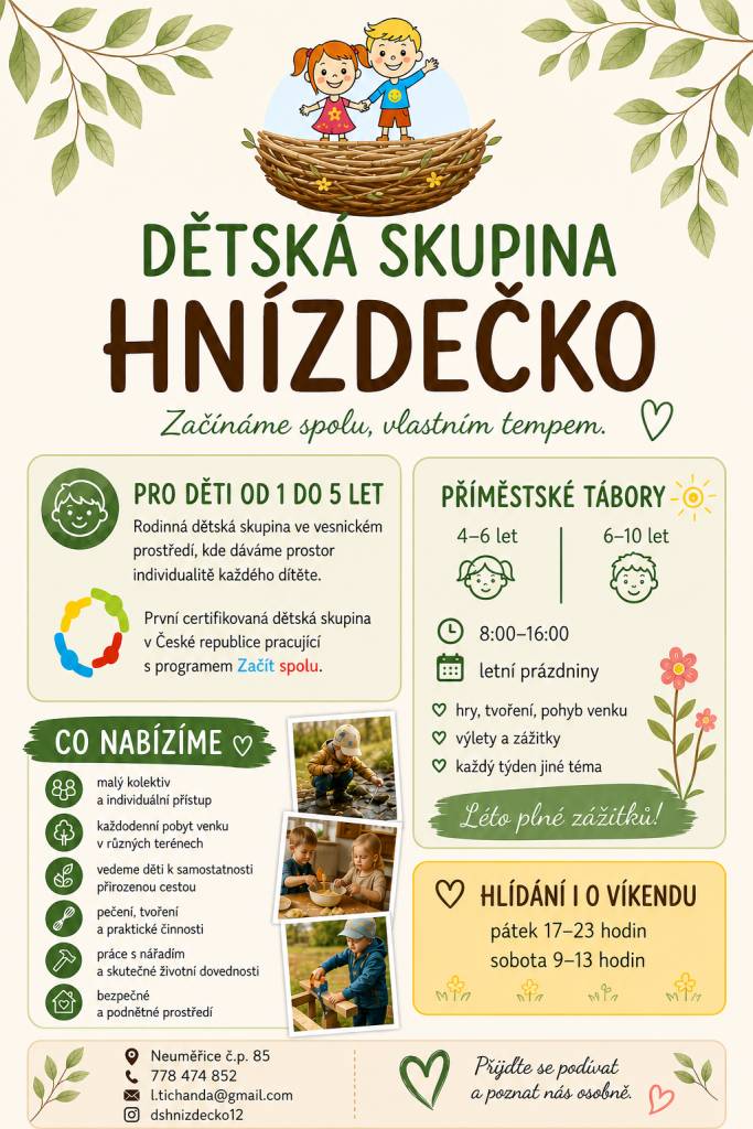 Nabídka služeb Dětská skupina Hnízdečko Neuměřice.