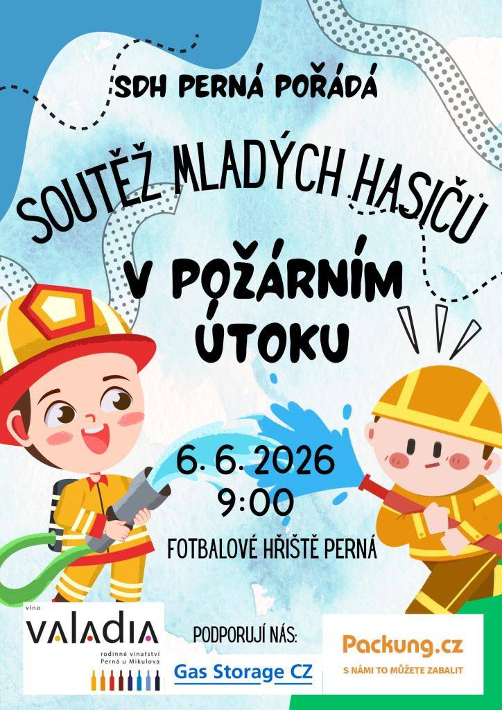 Na fotbalovém hřišti proběhne dne 6.6.2026 od 9:00 hod soutěž mladých hasičů v požárním útoku.