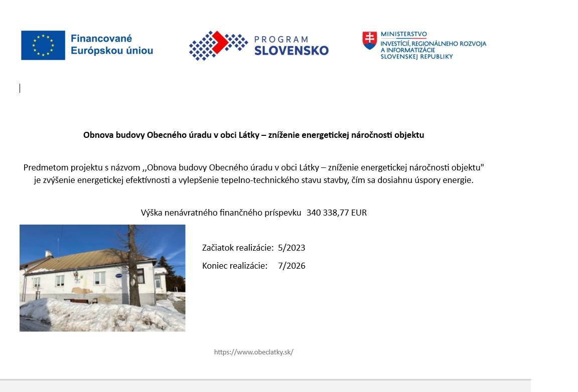 Obnova budovy Obecného úradu v obci Látky