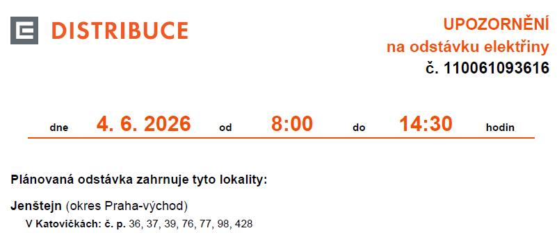 Čtvrtek 4. 6. 2026 od 8:00 do 14:30 hodin.