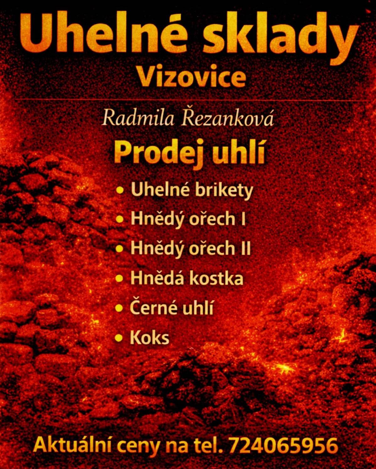 Uhelné sklady Vizovice-prodej uhlí.