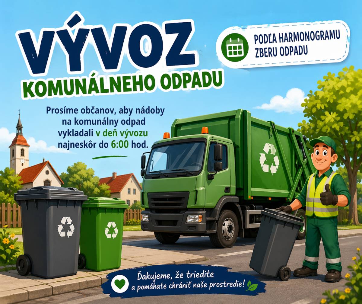NEZABUDNITE!!!  Vývoz komunálneho odpadu sa uskutoční:  zajtra (štvrtok) 21.05.2026