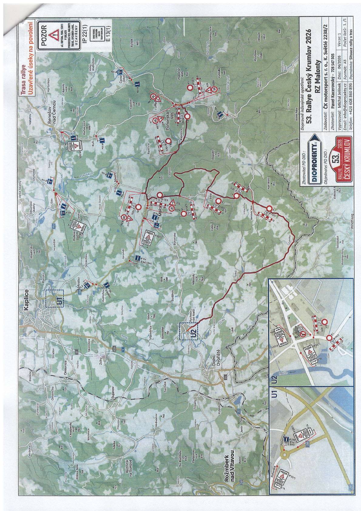 Z důvodu konání Rallye Český Krumlov, bude dne 23.5.2026 od 7:45 do 18:00 hodin obousměrně uzavřena komunikace  Rychnov nad Malší - Tichá - Cetviny.