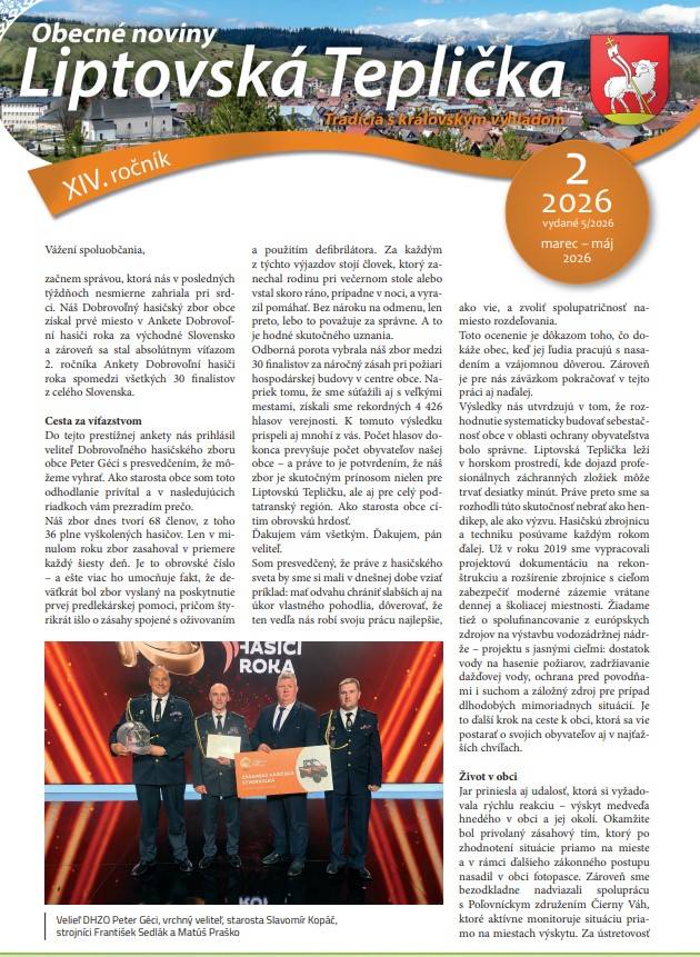 Už čoskoro si vo vašich schránkach nájdete aj tlačenú verziu novín 2/2026