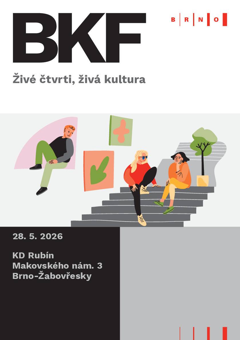 Srdečně Vás zveme na Brněnské kulturní fórum Živé čtvrti, živá kultura, které se uskuteční 28. května 2026 od 13:00 v Kulturním domě Rubín na adrese Makovského náměstí 3, Brno. Fórum tematicky naváže na dopolední setkání pracovníků městských částí. Hlavním tématem letošního setkání je decentralizace kultury. Zaměříme se na propojování kulturní scény napříč městskými částmi a na posilování kulturních příležitostí mimo historické centrum města. Společně objevíme brněnská zákoutí, která skrývají inspirativní možnosti pro kulturní a kreativní aktéry. Stejně jako v předchozích ročnících bude cílem vytvořit prostor pro otevřený dialog mezi městem, kulturní a kreativní scénou i širokou veřejností se zájmem o kulturu. Setkání nabídne příležitost k navazování nových profesních kontaktů, sdílení zkušeností a vzájemné inspiraci. Více informací naleznete zde: https://kultura.brno.cz/w/prvni-forum-roku-2026-se-blizi Program proběhne v češtině i angličtině, simultánní tlumočení bude zajištěno. Program: 12:30 Registrace 13:00 Kultura Brno představuje novinky 13:30 Otevřené fórum 14:30 Showcase živé kultury 16:00 V dialogu s kulturou 17:00 Networking Registrační formulář: https://forms.gle/XhMHHky5ArpgjvPz5