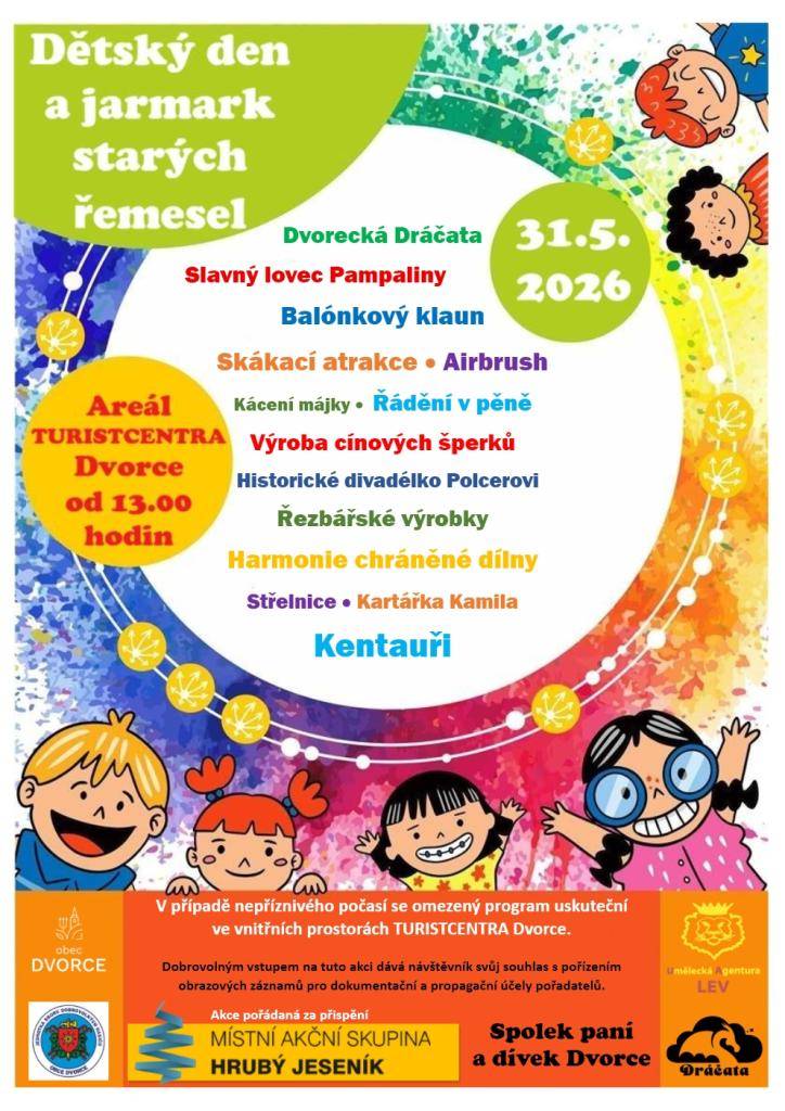 Den dětí a jarmark starých řemesel.  Podrobnosti najdete na plakátu.