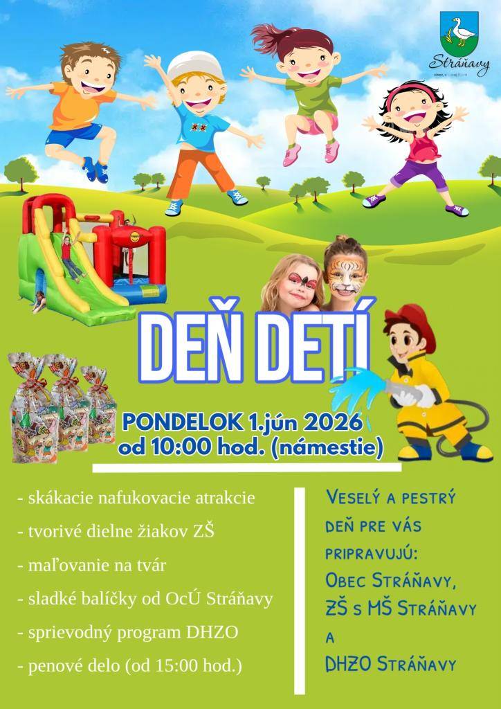 Opäť sme pripravili pre naše deti a žiakov pestrý deň na námestí v obci Stráňavy.   1.júna 2026 od 10:00 hod.