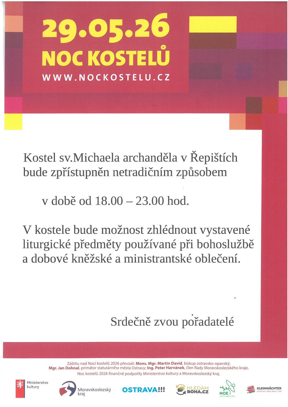 Kostel sv. Michaela archanděla v Řepištích bude zpřístupněn netradičním způsobem v době od 18.00 - 23.00 hod.